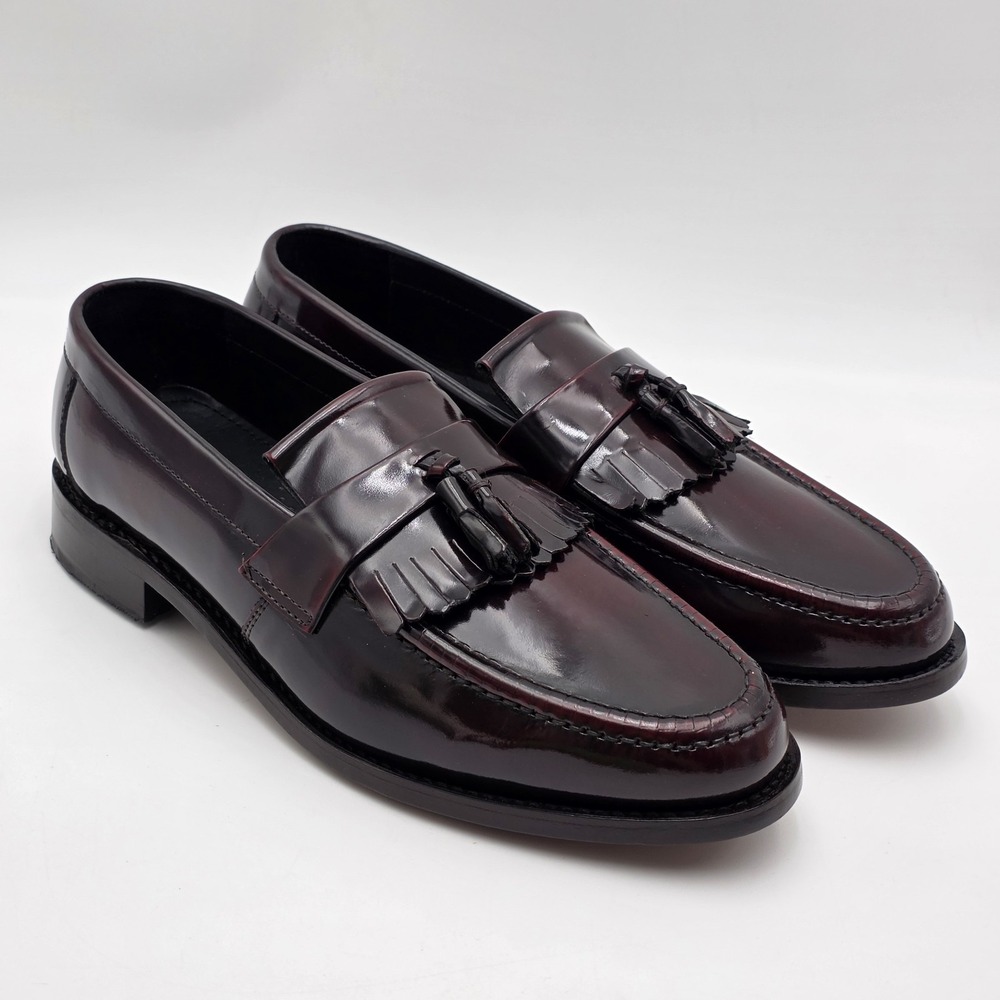 Samuel Windsor Tassel Loafers Men's 10.5 Burgundy Oxblood Leather Shoes‎ Fringed